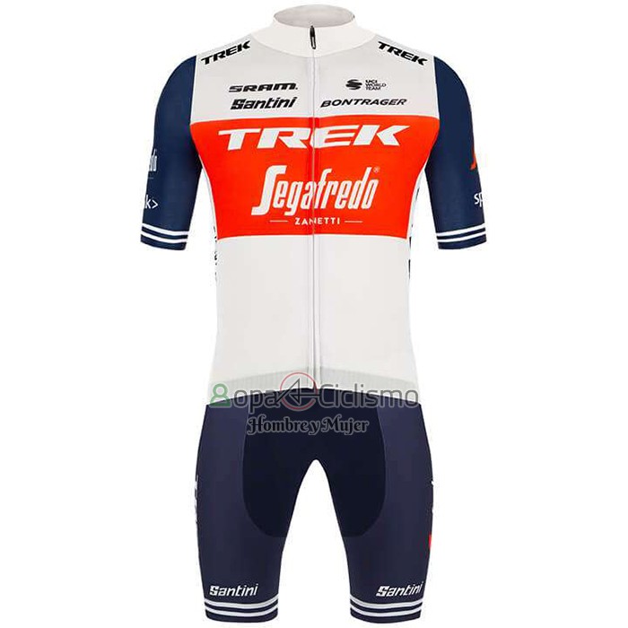 Trek Segafrojoo Ropa Ciclismo Culotte Corto 2020 Mangas Cortas Blanco Profundo Azul